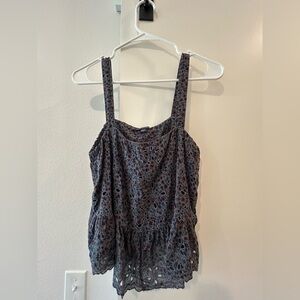 American Eagle Outfitters Gray Floral Tank Size M